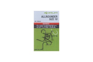 Крючки Korum Supersteel Allrounder Hooks Barbed 10шт. (размер 6 P/K0310065)