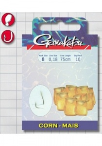Готовый поводок Gamakatsu Booklet Corn 1130Y 75см  (крючок №12 желтый леска 0,16мм уп.10шт. N/140193/1200/16)