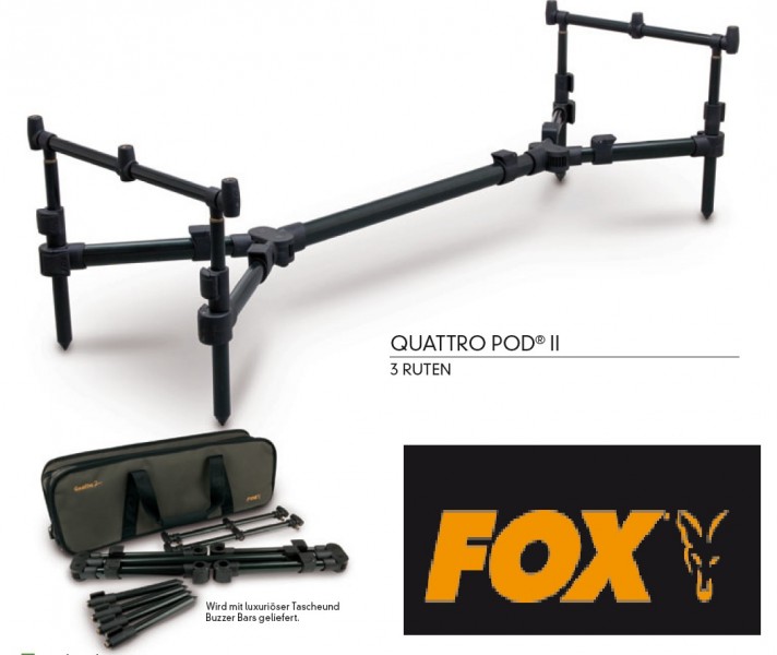 Под fox. Fox род-под на 3 удилища quattro pod II. Род под на 4 удилища Fox Quadro. Род под Fox quattro 2. Фокс стелс род под.