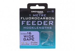 Готовый поводок Drennan Fluorocarbon Feeder Hooklenght Wide Gape (размер 18 D/HNFFWDGM18)