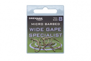 Крючки Drennan Wide Gape Specialist Micro Barbed 10шт. (размер 18 D/HEWGSM018)